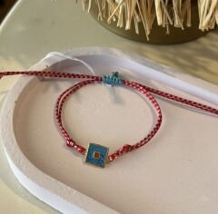 Gümüş Kırmızı İp Bileklik