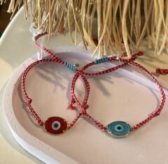 Gümüş Kırmızı İp Bileklik