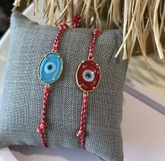 Gümüş Kırmızı İp Bileklik