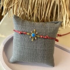 Gümüş Kırmızı İp Bileklik