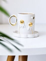 Çiçekli Duble Türk Kahvesi Fincanı