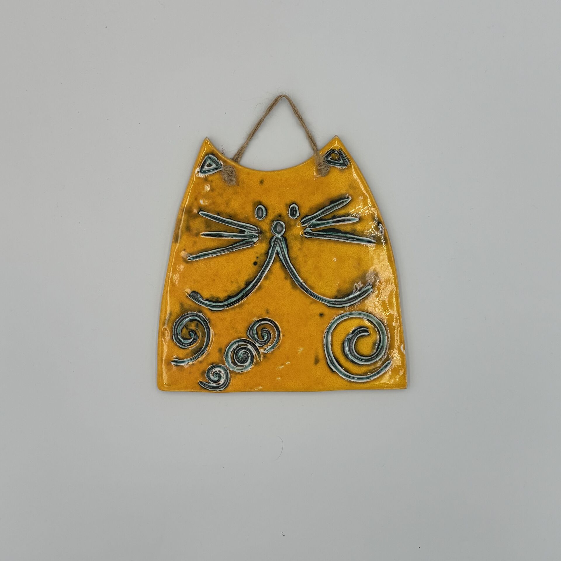 Sarı Kedi Seramik Duvar Süsü
