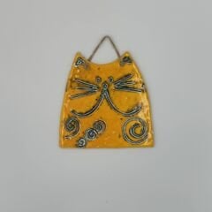 Sarı Kedi Seramik Duvar Süsü