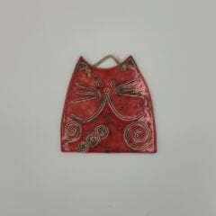 Kırmızı Kedi Seramik Duvar Süsü