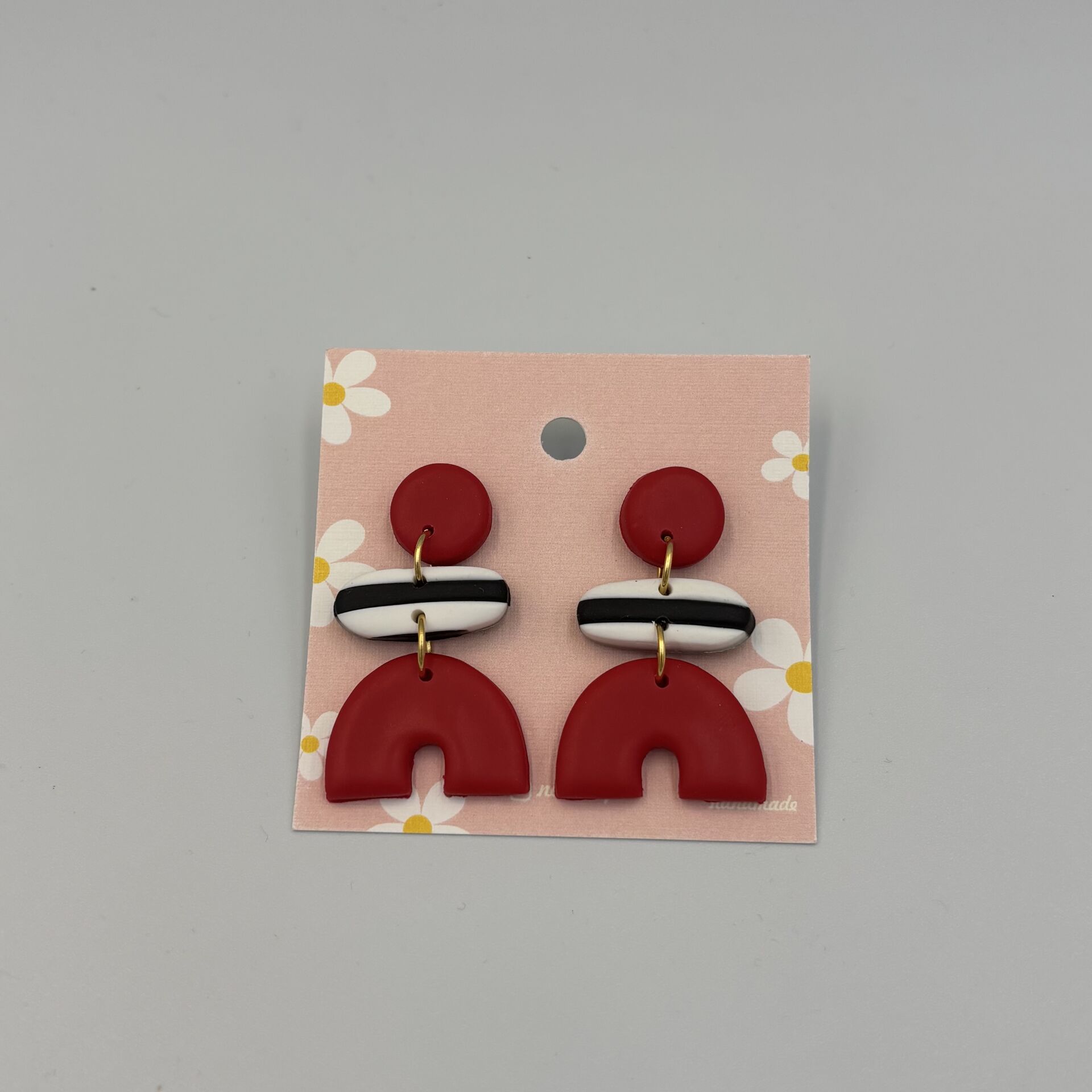 Kırmızı El Yapımı Fimo Küpe